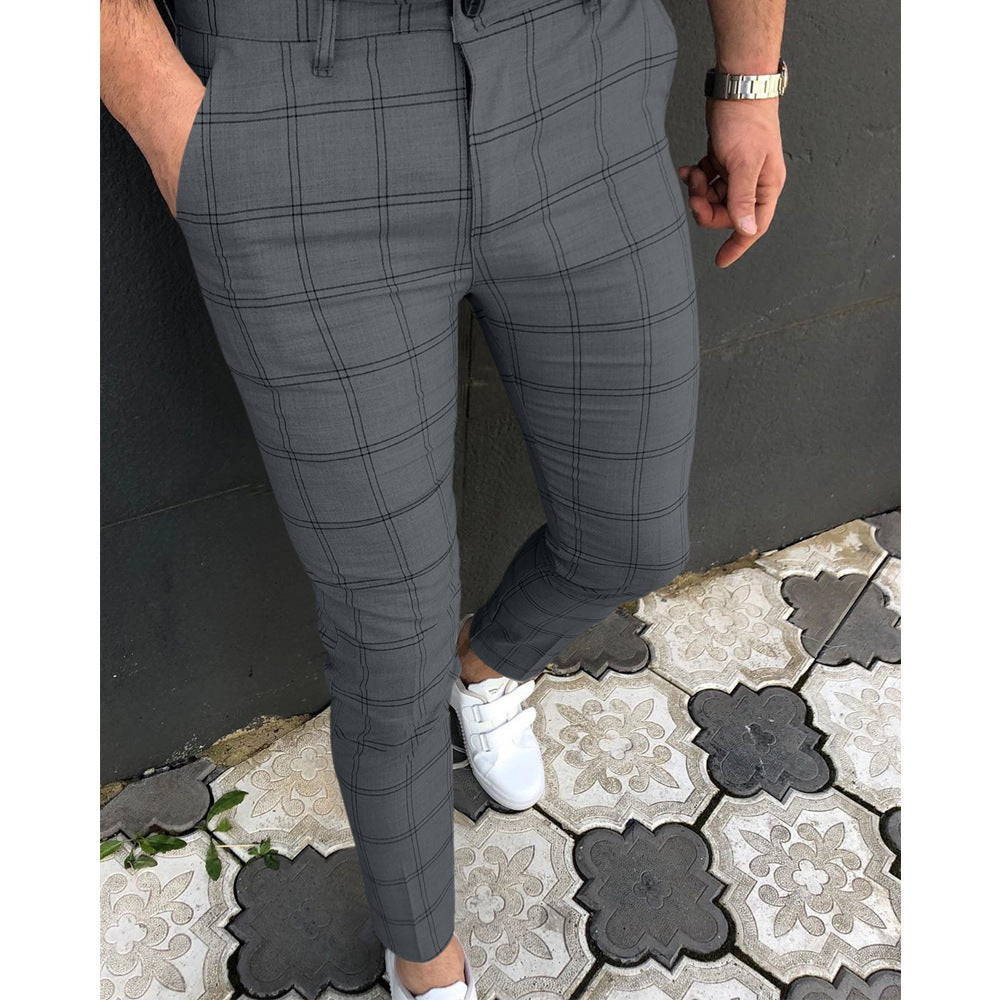 Herre mode Slim-Fit Chino-bukser med ternet mønster Stilla