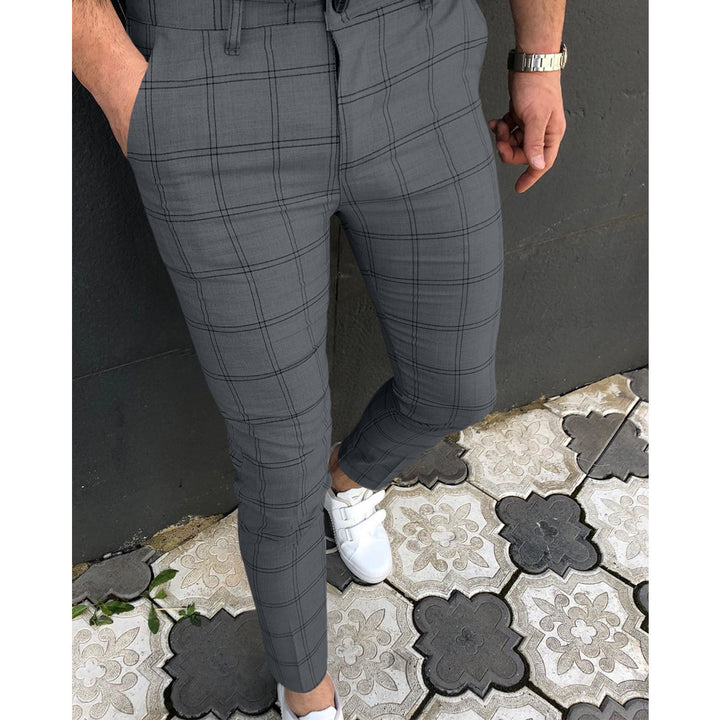 Herre mode Slim-Fit Chino-bukser med ternet mønster Stilla