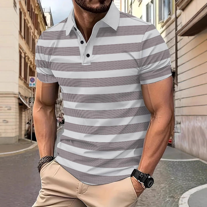 Herrer Poloshirt med moderne striber og åndbare egenskaber Stilla