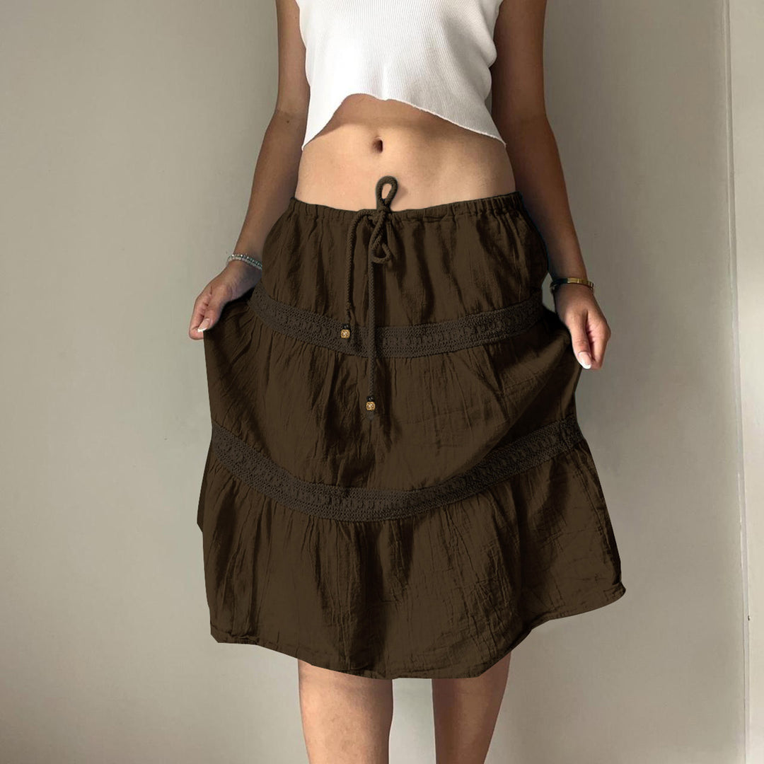 Dame luftig Jumpskirt med elastisk talje og rynker Skovae