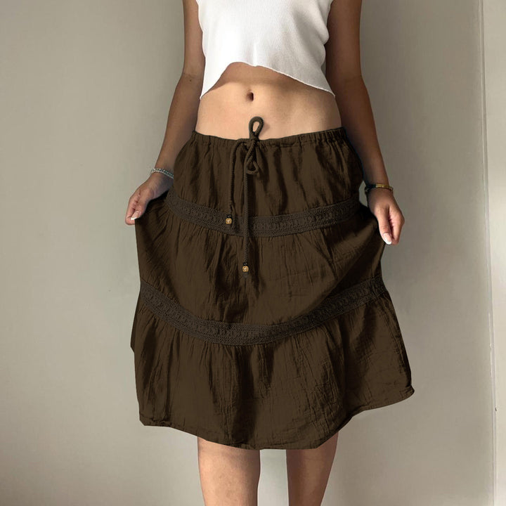 Dame luftig Jumpskirt med elastisk talje og rynker Skovae