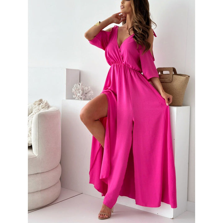 Dame Elegant Maxikjole med Slids Stilla