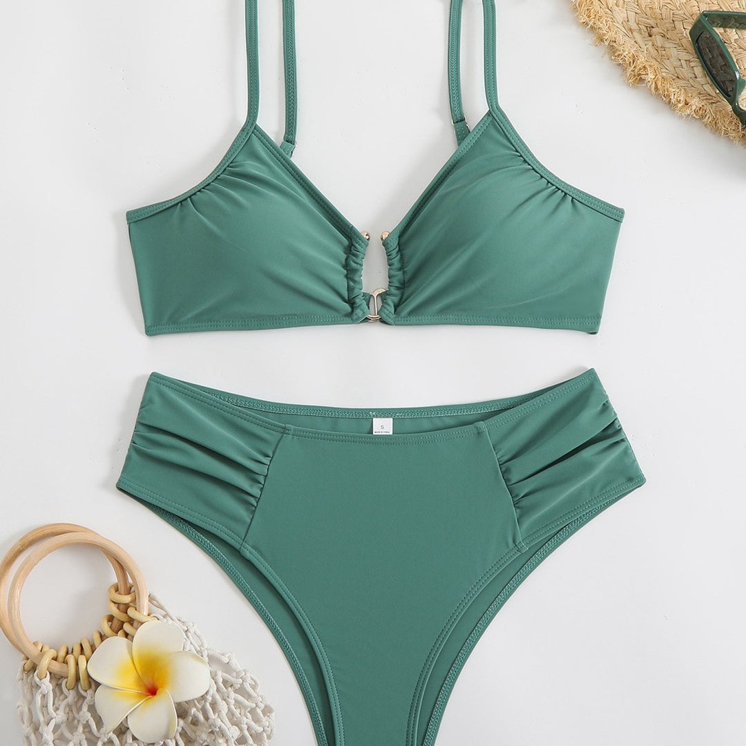 Dame Triangel-Bikini med aftagelig pude og rynkede detaljer Stilla