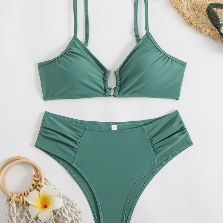 Dame Triangel-Bikini med aftagelig pude og rynkede detaljer Stilla