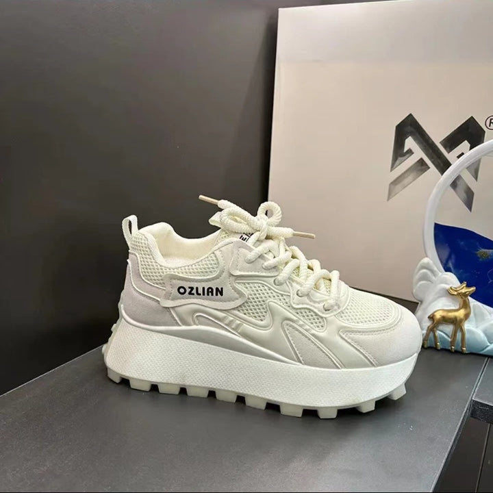 Dame Chunky Sneakers med høj plateau og åndbart overmateriale Stilla