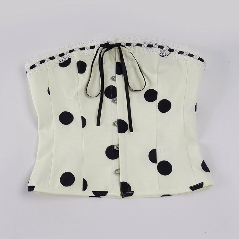 Damen Elegantes High-Neck Top mit Polka Dots Skovae
