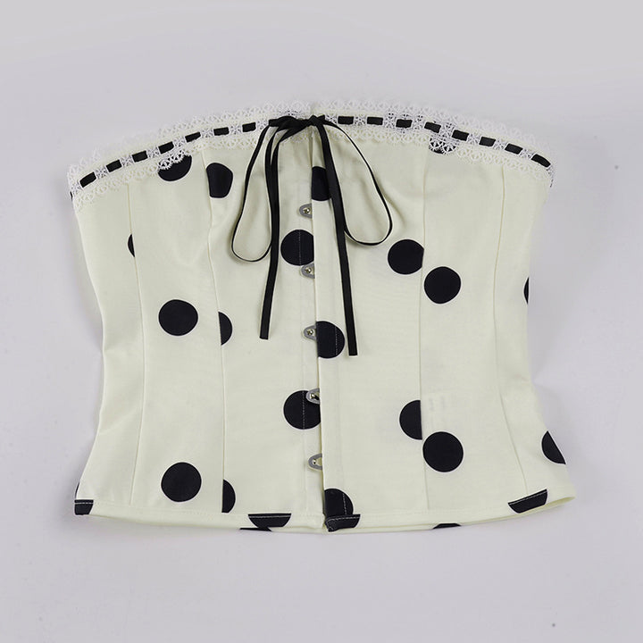 Damen Elegantes High-Neck Top mit Polka Dots Skovae