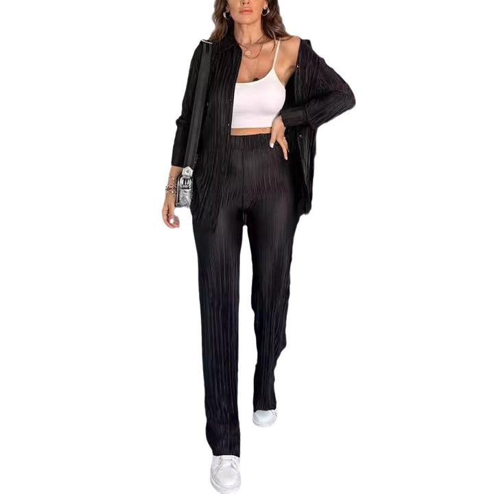 Damer Elegant Plisseret Bukser med Matchende Bluse Stilla