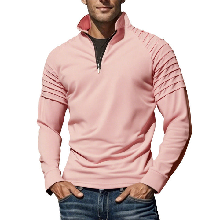 Herrer sportpullover med stilfulde rib-detaljer og halv lynlås Stilla