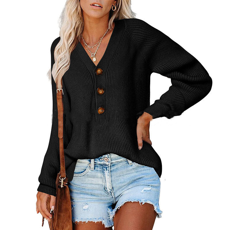 Dame V-hals Knap-Up Pullover Stilla