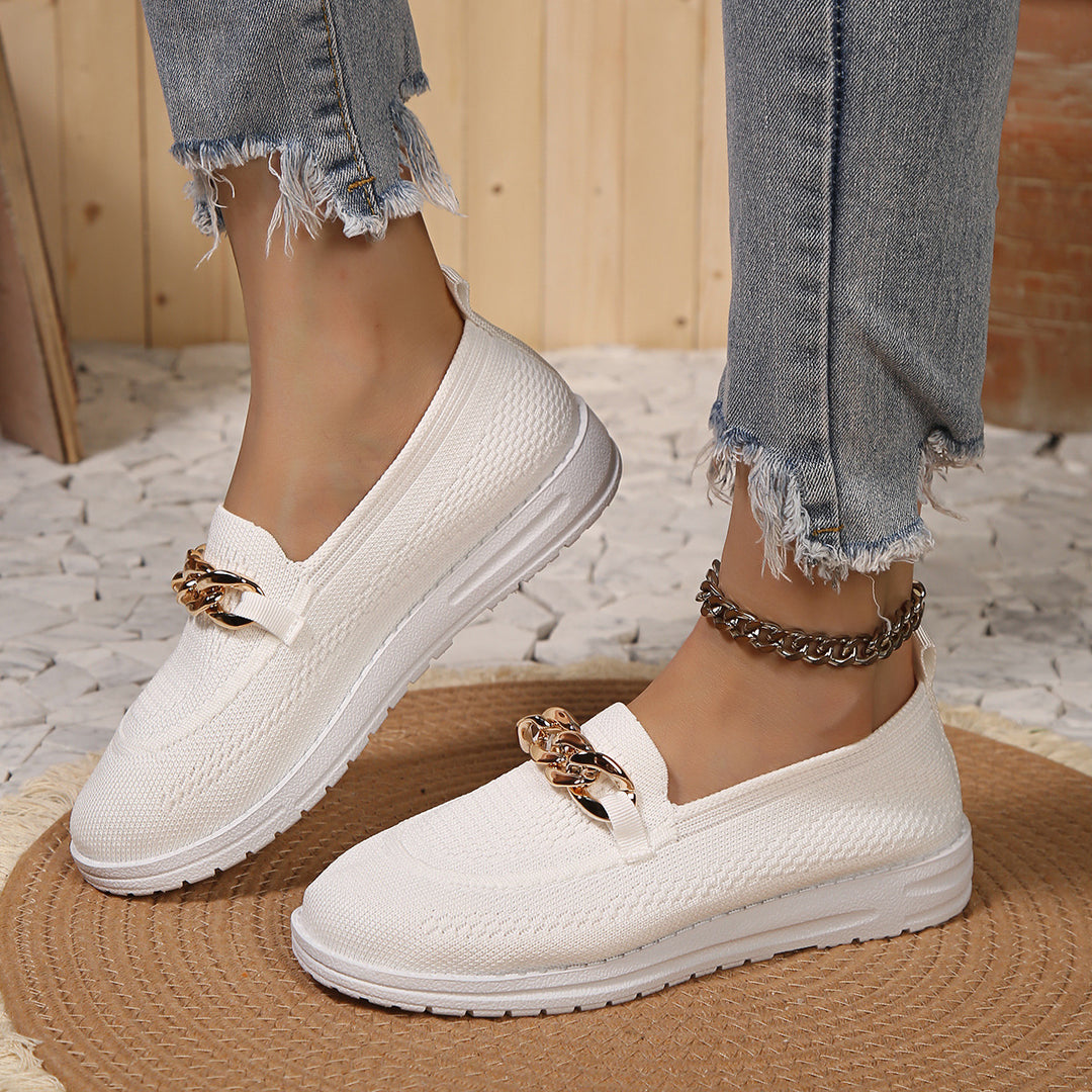 Dame Mode Slip-On-Sneakers med kæde-detalje og åndbart overmateriale Stilla