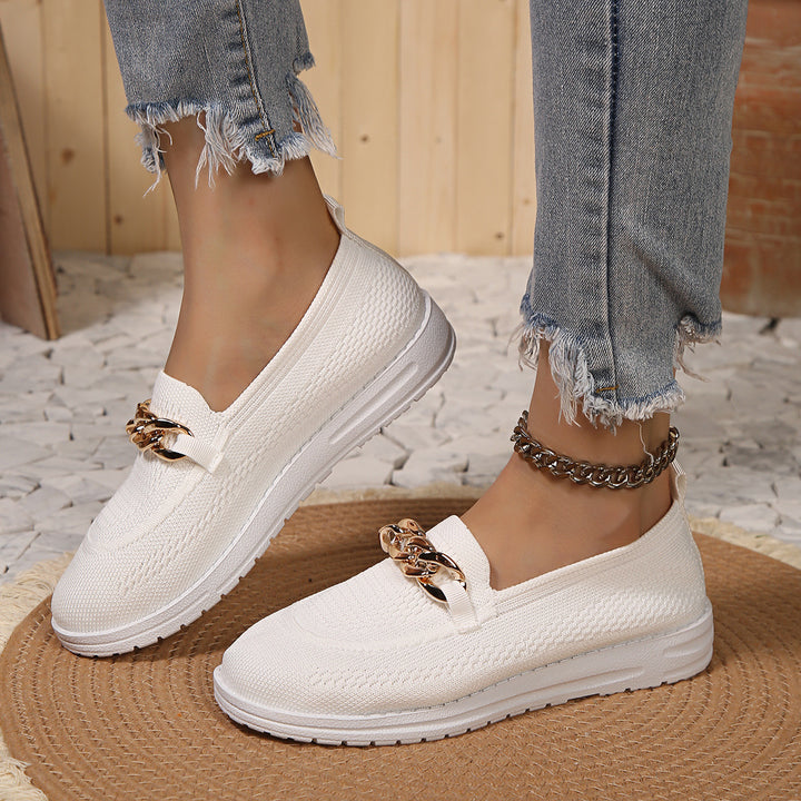 Dame Mode Slip-On-Sneakers med kæde-detalje og åndbart overmateriale Stilla