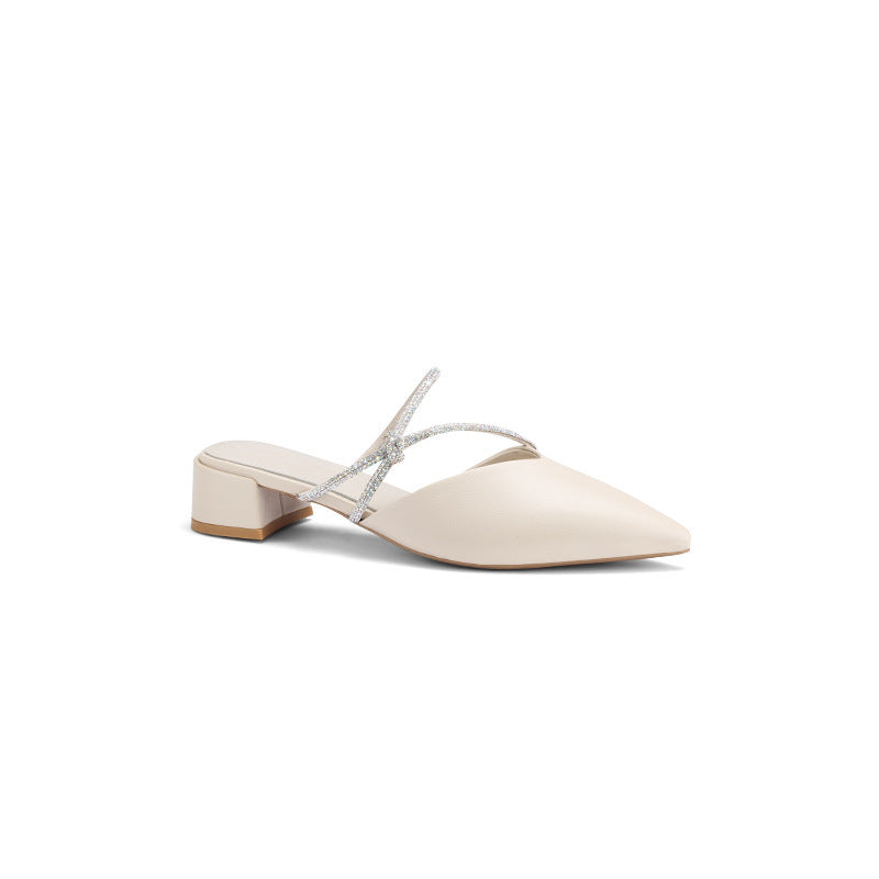 Dame elegant spidse Slingback Mules med rhinestonesrem Stilla