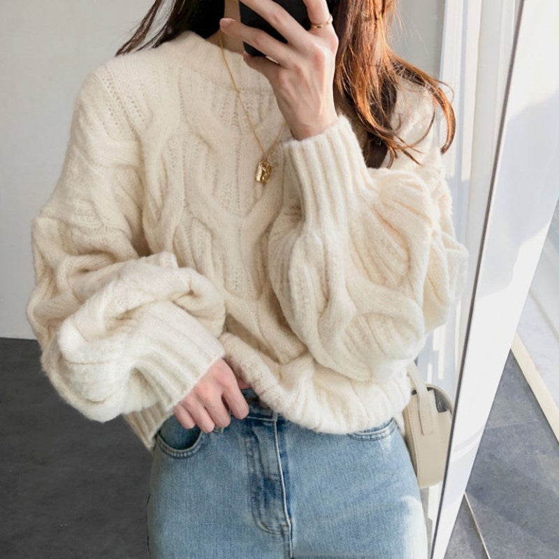 Femme Chunky Kabelstrik Pullover Sweater Stilla