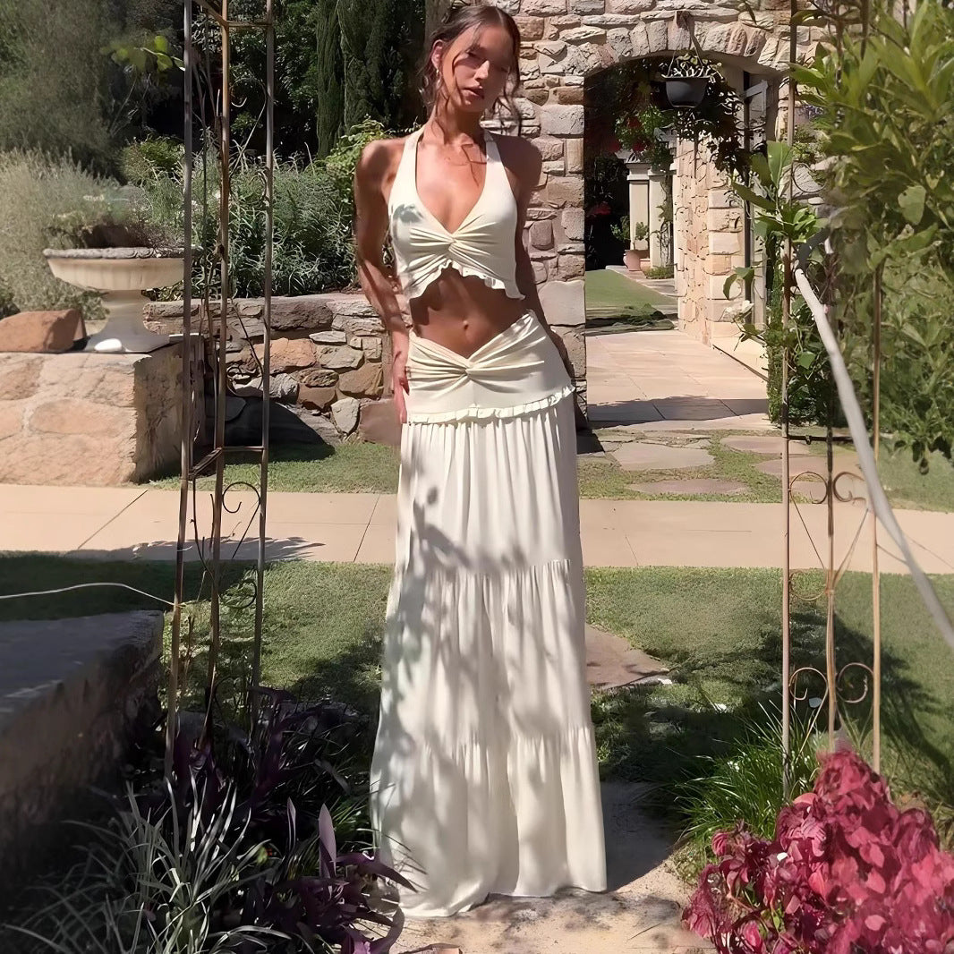 Dame Boho-maxikjole med raffineret cut-out-design og flydende nederdel Stilla