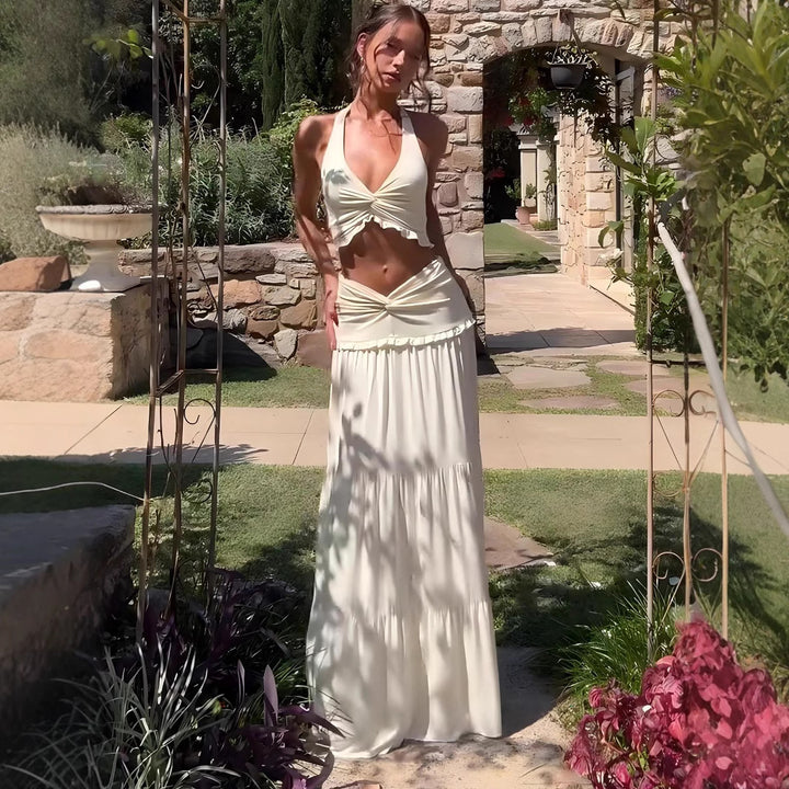 Dame Boho-maxikjole med raffineret cut-out-design og flydende nederdel Stilla
