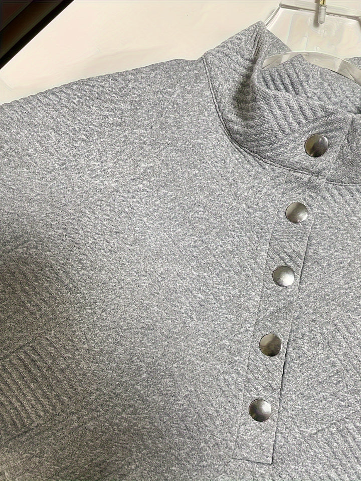 Kvinder Tekstureret Knap-Op Pullover Top Stilla