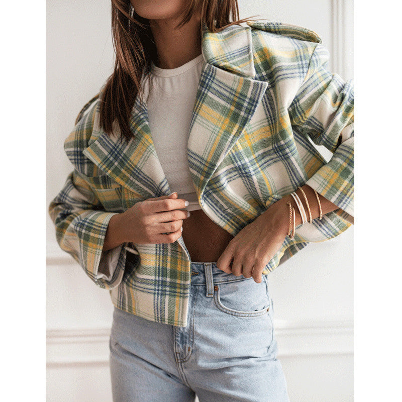 Dame Ternet Kort Blazer i Moderne Stil Stilla