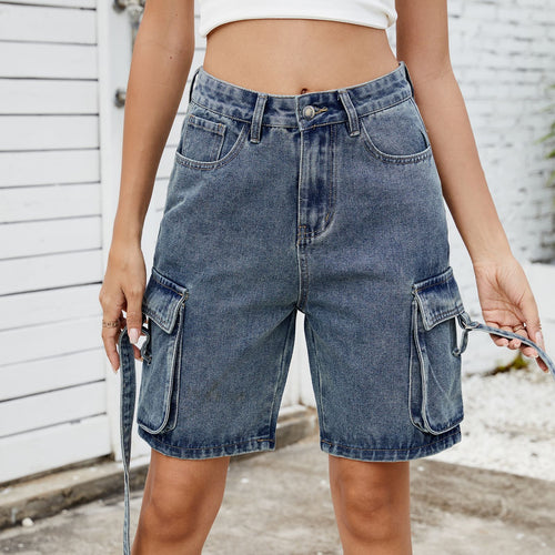 Dame Cargo-shorts i afslappet, høj taljesnit med praktiske sidelommer Stilla