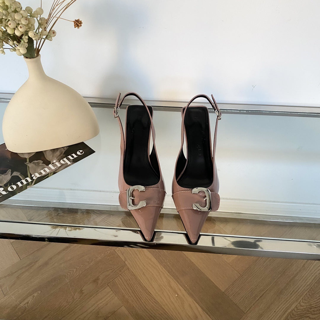 Femme Spidsede Slingback Hæle med Spænde-Detalje Stilla