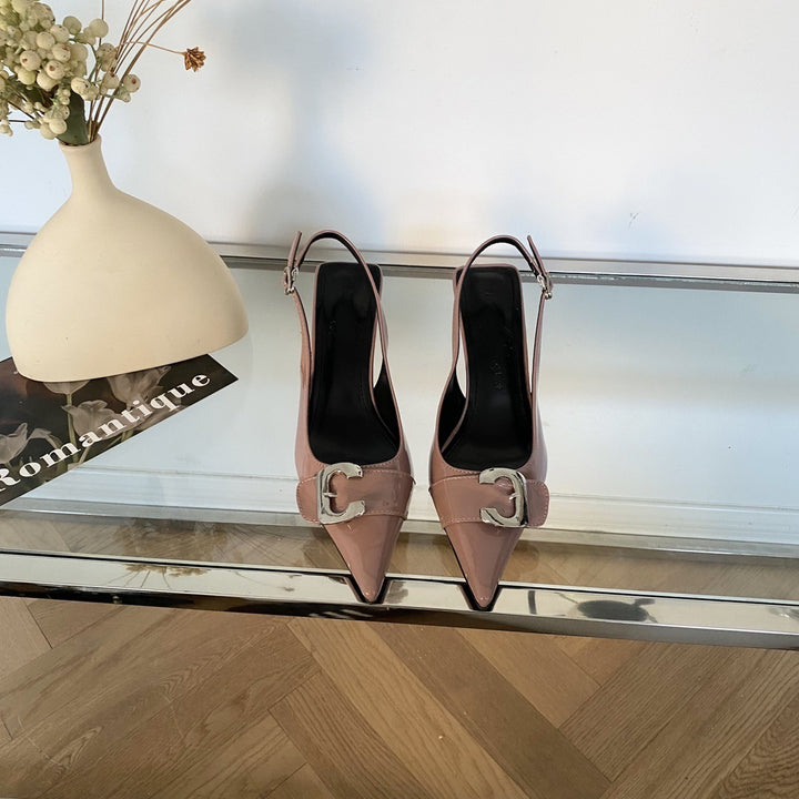 Femme Spidsede Slingback Hæle med Spænde-Detalje Stilla
