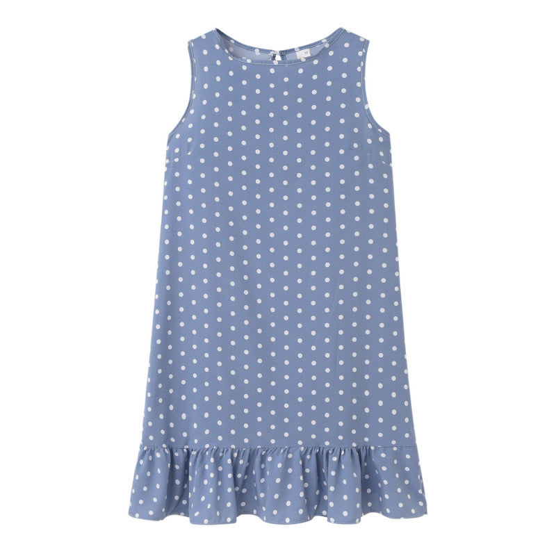 Femme Leges Polka Dot Shift Kjole med Flæsekant Stilla