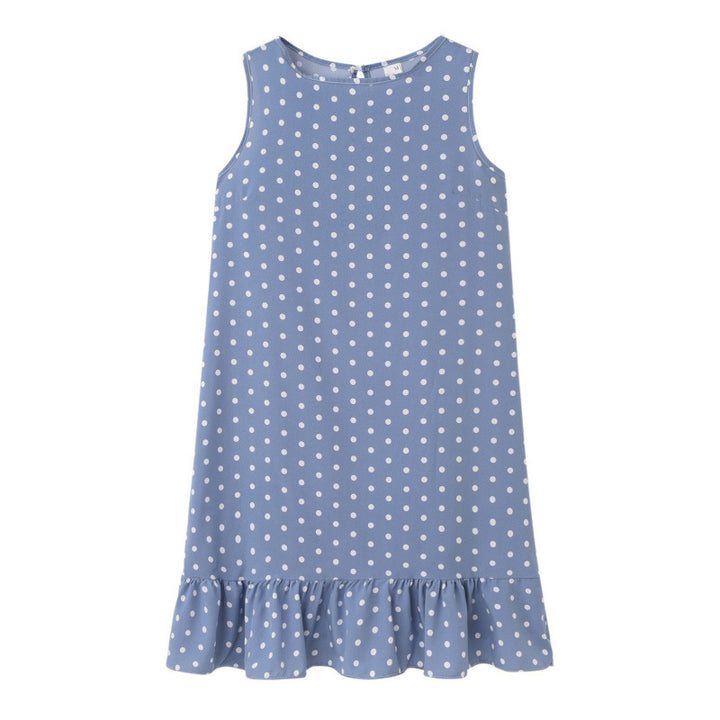 Femme Leges Polka Dot Shift Kjole med Flæsekant Stilla