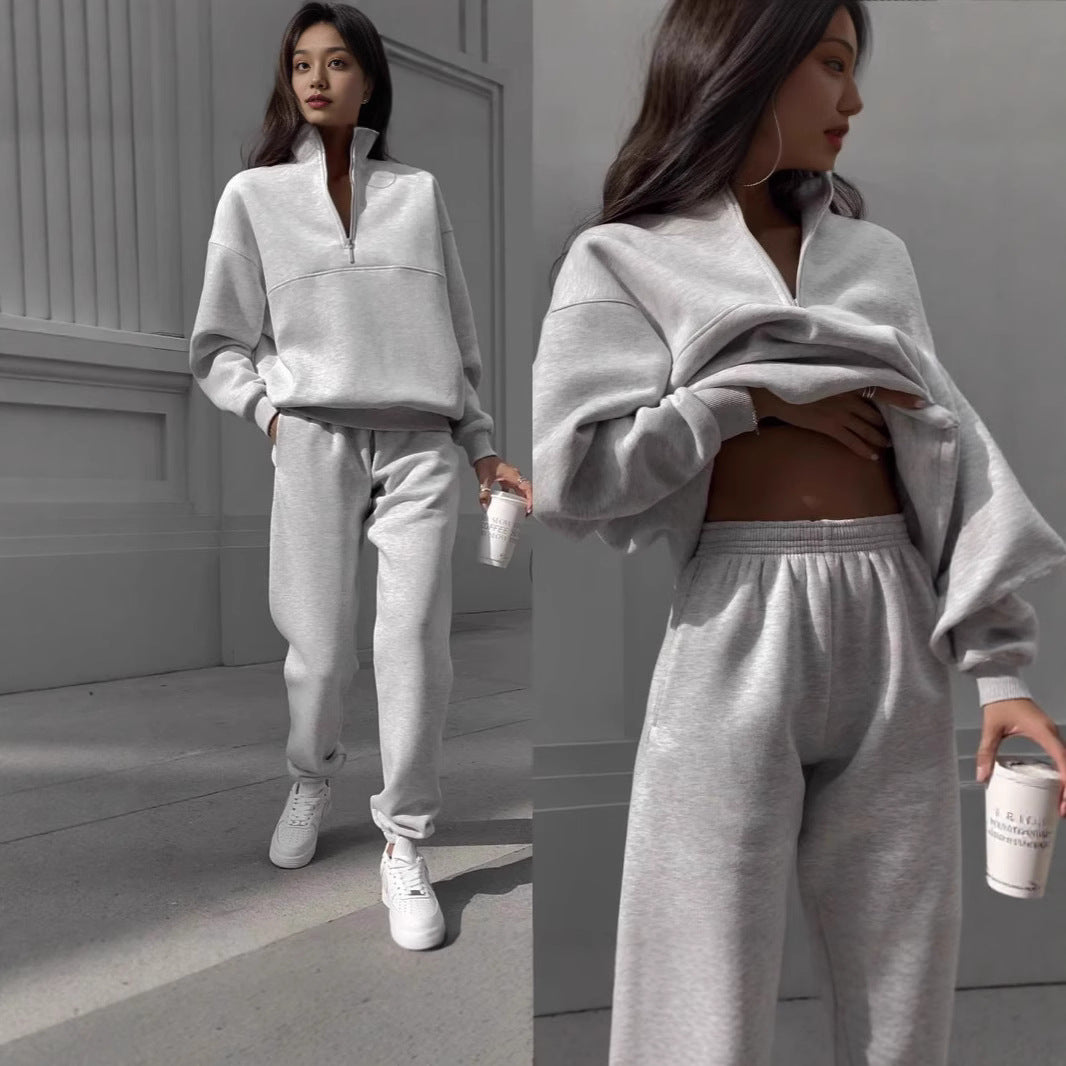 Kvinders sweatshirt og joggingbukser sæt med moderne høj krave Skovae