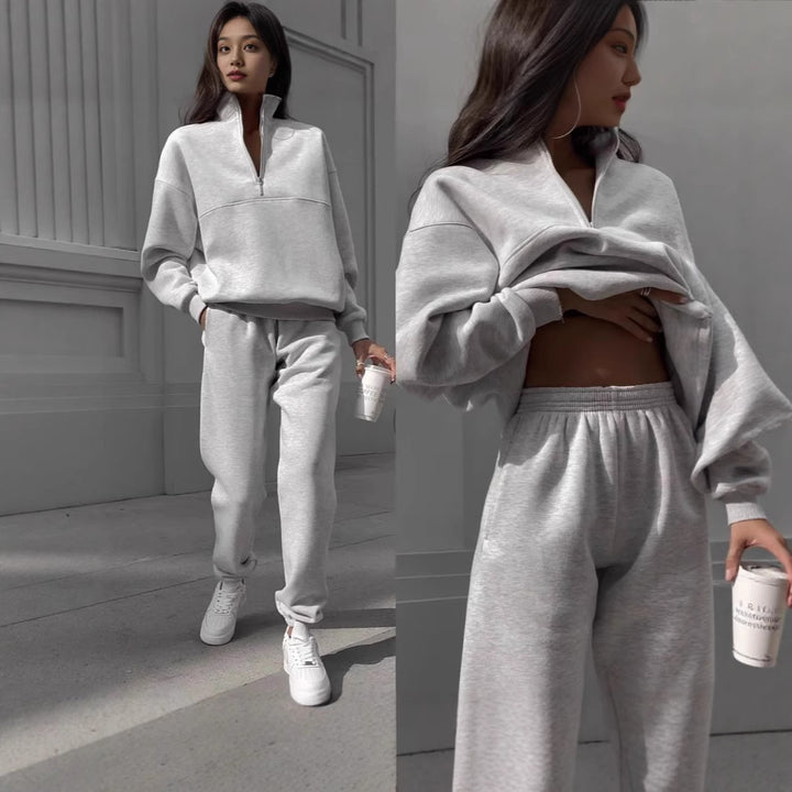 Kvinders sweatshirt og joggingbukser sæt med moderne høj krave Skovae