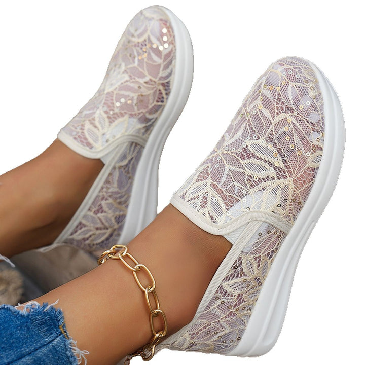 Dame Lace-Up Sneakers med glitrende strassapplikationer og åndbart overmateriale Stilla