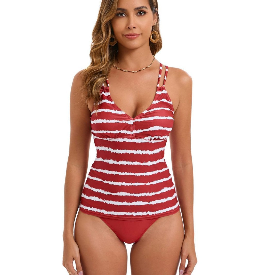 Dame Tankini med moderne stribedesign og justerbare stropper Stilla
