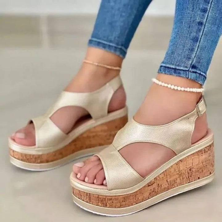 Dame Wedge-sandaler med trendy kork-design og komfortabel indersål Stilla