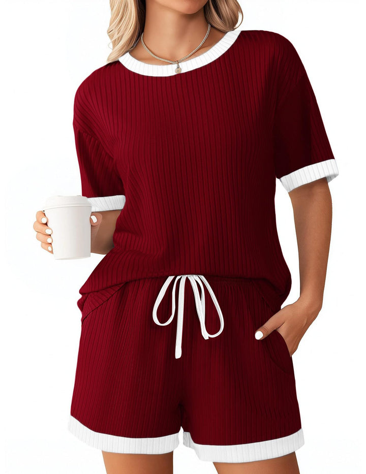 Damer Komfortabelt fritids sæt med ribstruktur og elastisk talje Skovae