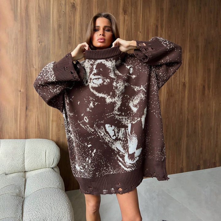 Kvinder Oversized Sweater med Kreativ Gradient Stilla