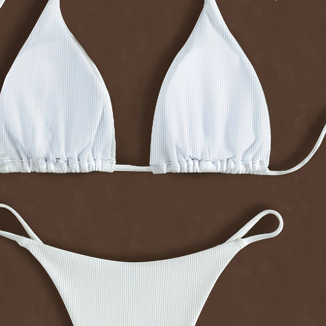 Dame bikini-sæt med ribbet tekstur og justerbare stropper Stilla