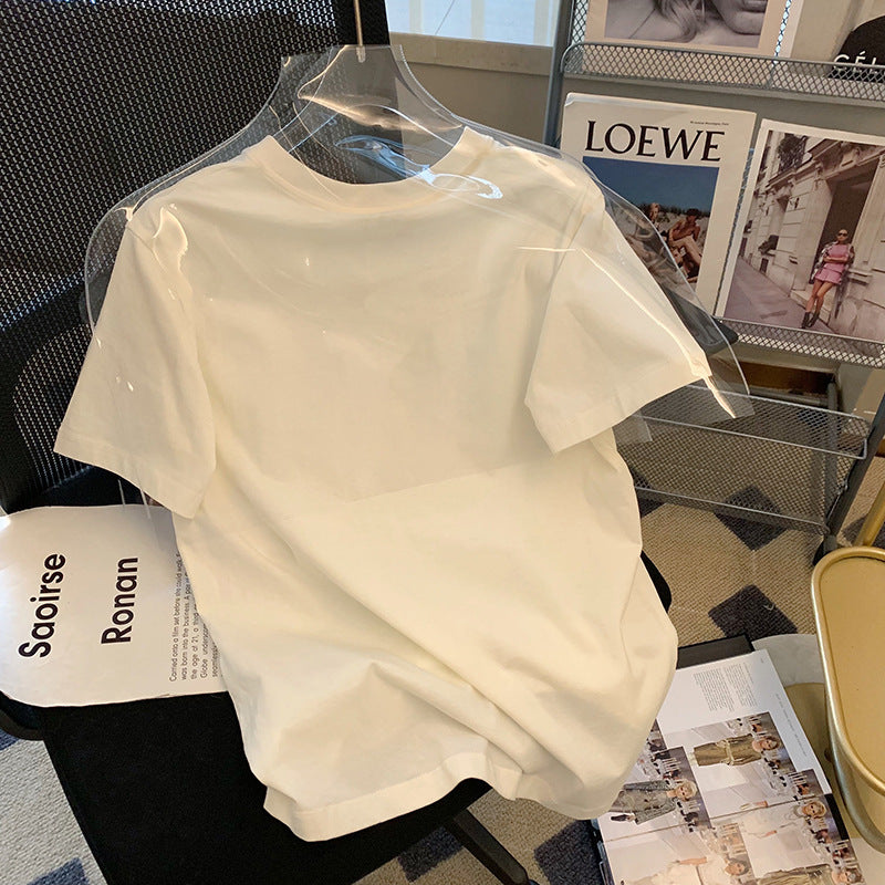 Dame T-shirt med detaljeret kaninmotiv og blomsterdesign Stilla