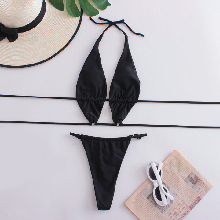 Dame triangel-bikini med elegant bølgedesign og justerbare stropper Stilla