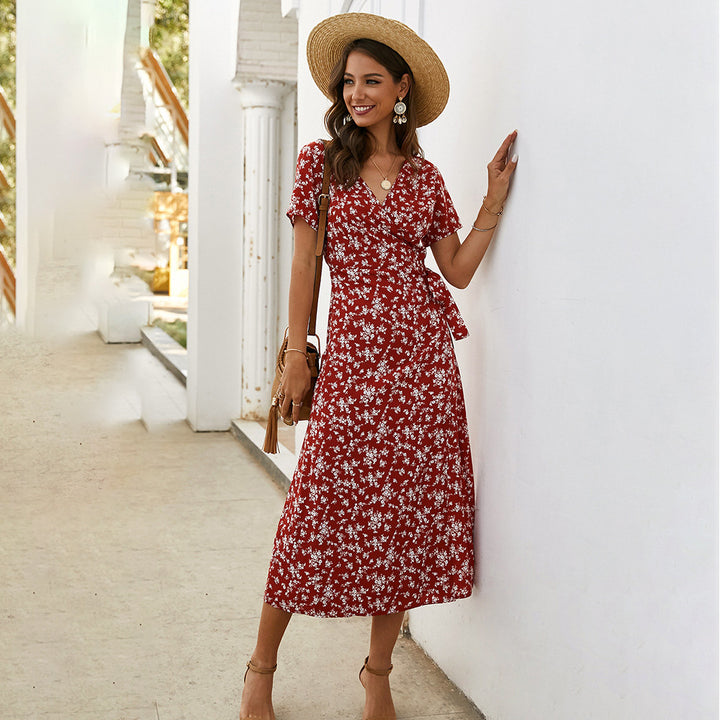 Dame Floral Wrap Maxi Kjole Stilla 1751507269