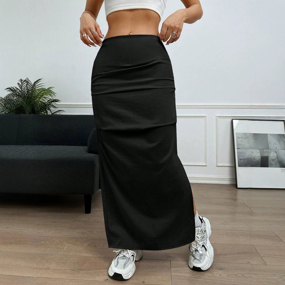 Dame Longskirt med sidelæg og elastisk talje Skovae