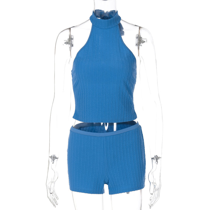 Dame Moderne Cropped-Top og Shorts Sæt med eksklusiv Strukturdesign Stilla