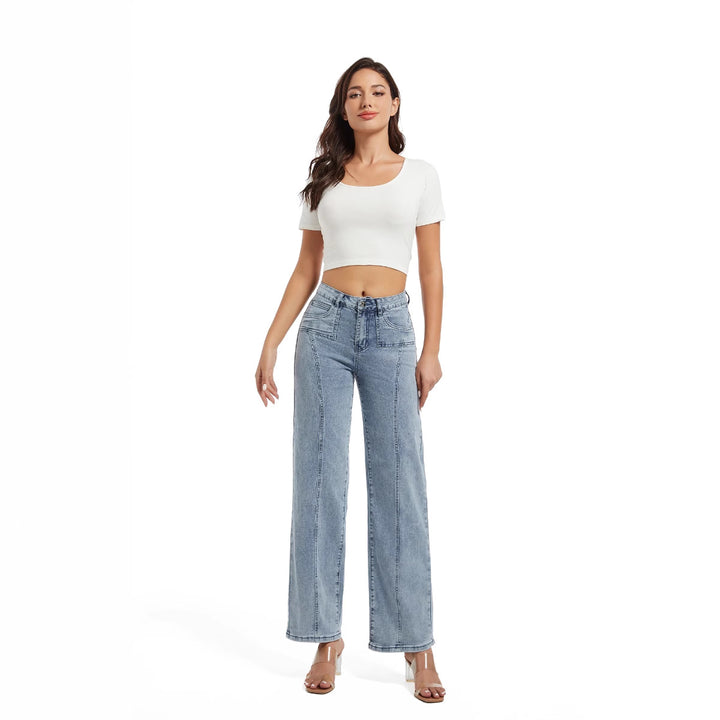 Dame Bred Jeans med høj talje Stilla