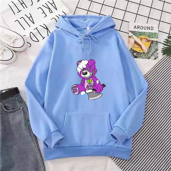 Kvinders hætte sweatshirt med charmerende bjørnemotiv Skovae