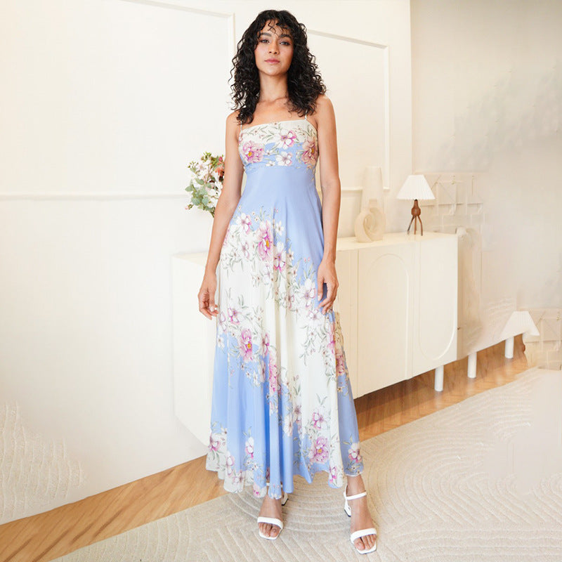 Dame maxikjole med floral design og elegant silhuet Stilla