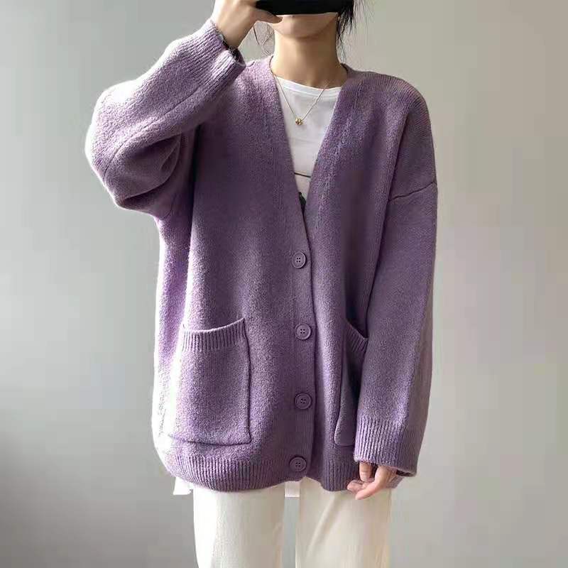 Kvindernes oversized strikkede cardigan med lommer Stilla
