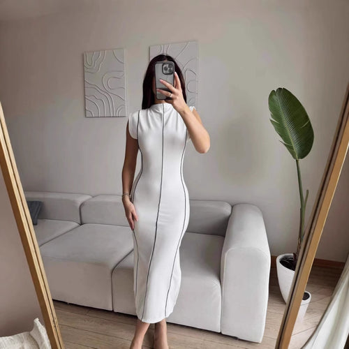 Damer Stilfuld Bodycon Midi Kjole Stilla