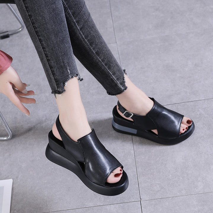Dame wedge-sandaler med åben tåområde og komfortabelt fodseng Stilla