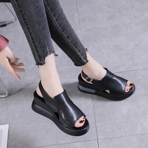 Dame wedge-sandaler med åben tåområde og komfortabelt fodseng Stilla