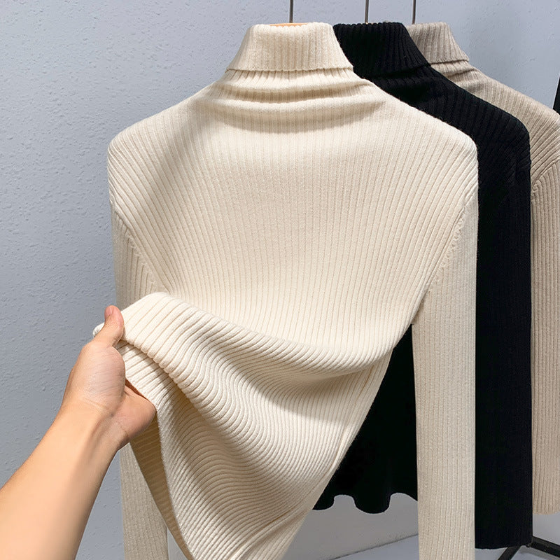 Dame rullekrave sweater i fin ribstrik Stilla