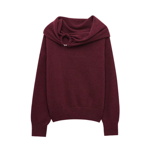 Dame Off-Shoulder Strikpulli med dekorativ detalje Stilla