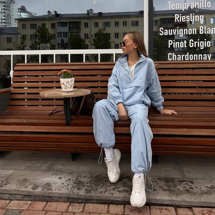 Dame sporty anorak jakke med lynlås og ribbede ærmer Skovae